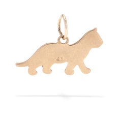 Vintage 14KT Gold and Enamel Cat Charm
