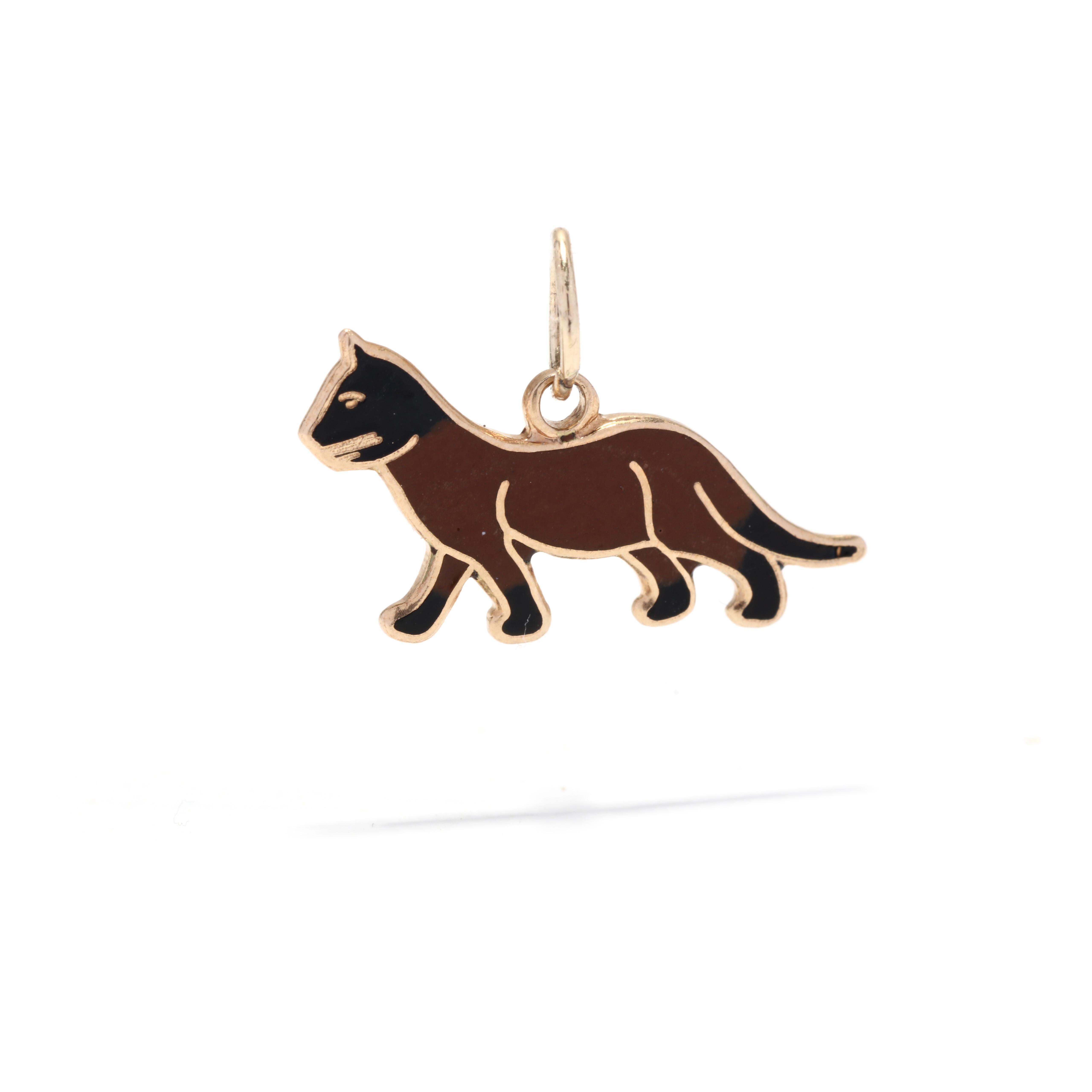 14KT Gold und Emaille Katzenanhänger, 14KT für Damen oder Herren