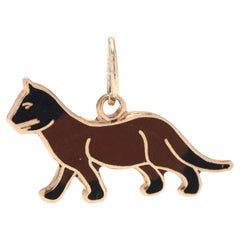 Vintage 14KT Gold and Enamel Cat Charm