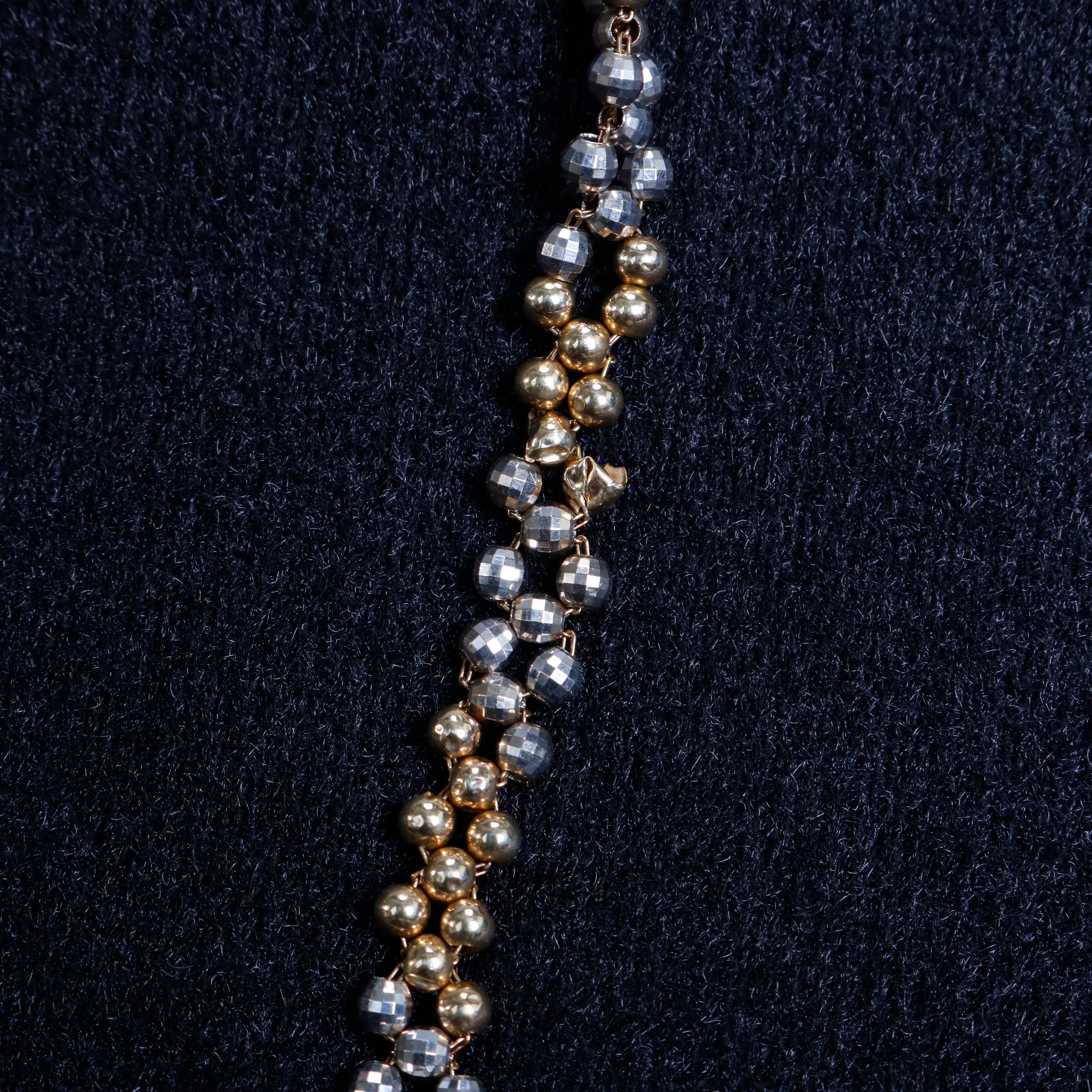 American Vintage 14-Karat Gold Bead Necklace, 20th Century