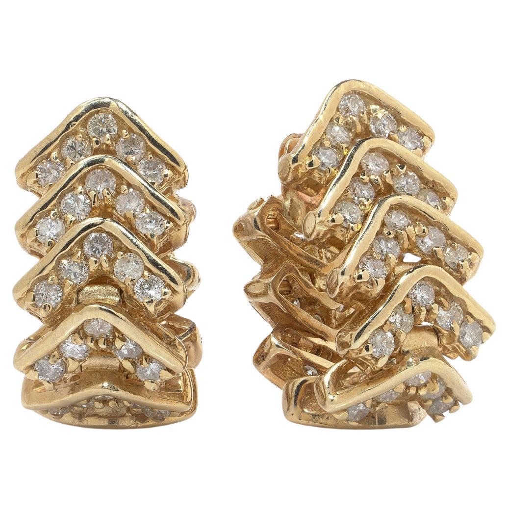 Vintage 14KT Gold Diamond Day 
Night Earrings For Sale