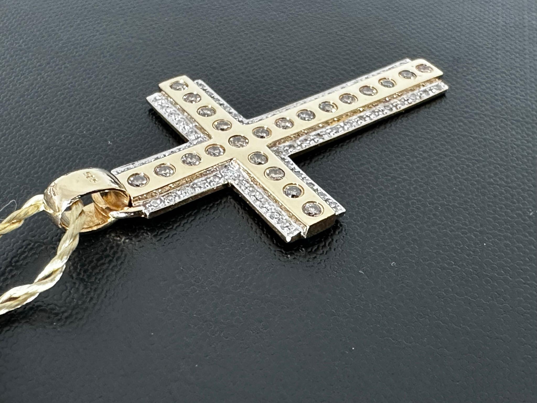 Vintage 14kt Gold German Cross with Diamonds For Sale 1