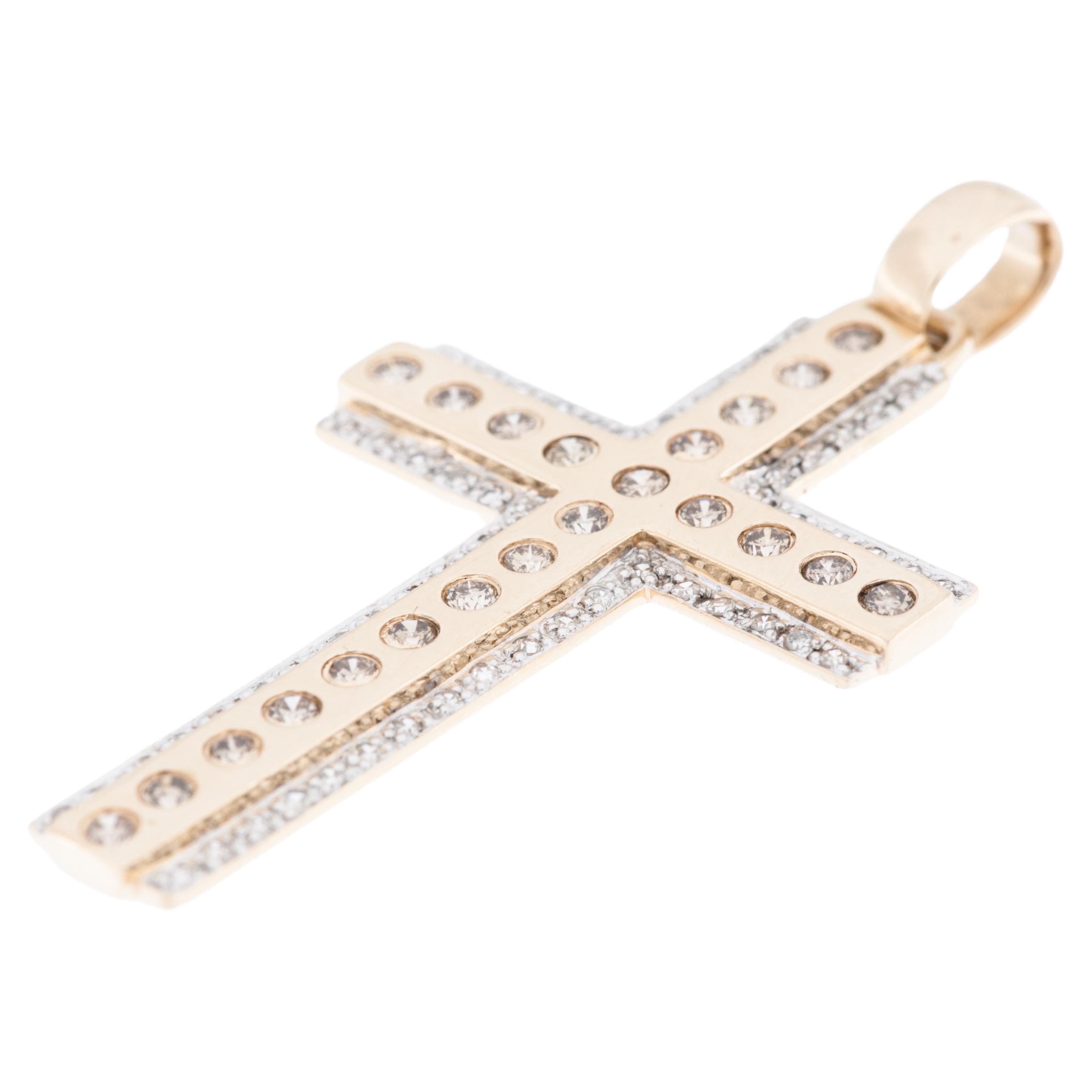 Vintage 14kt Gold German Cross with Diamonds For Sale