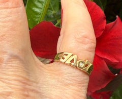 Anillo vintage de amor de oro de 14 quilates con diamante, de mediados del siglo XX, EE. UU.
