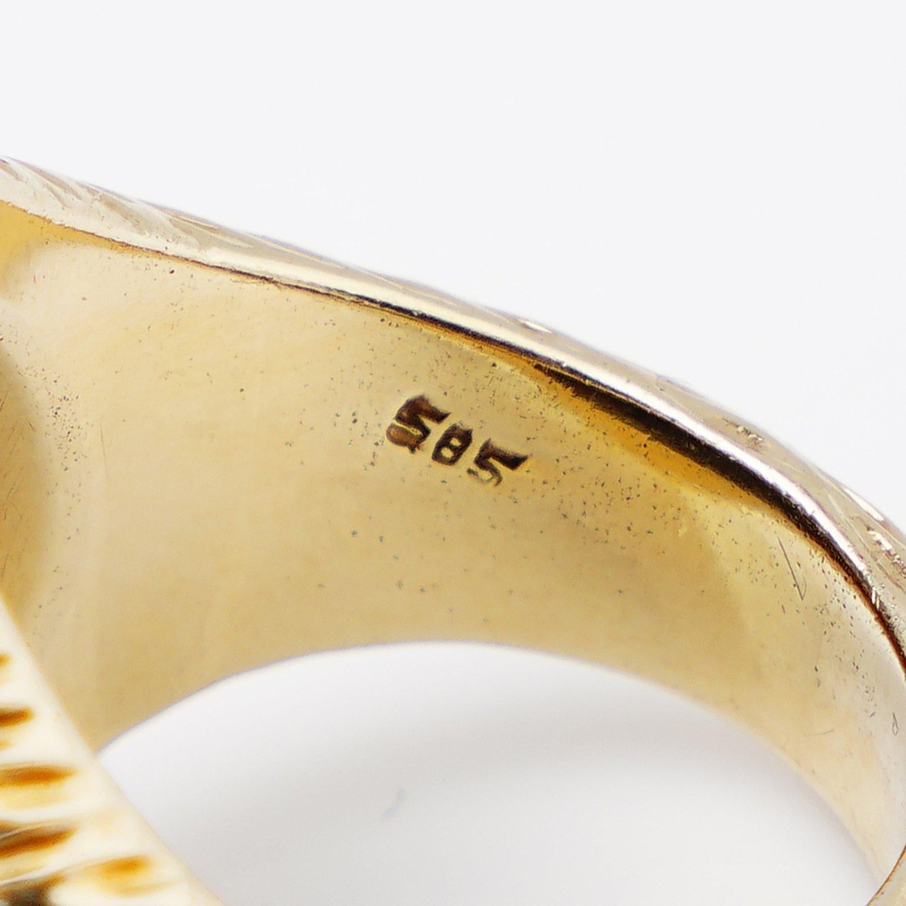 Men's Vintage 14kt. gold Sufi Whirling Dervish Intaglio Signet Ring For Sale