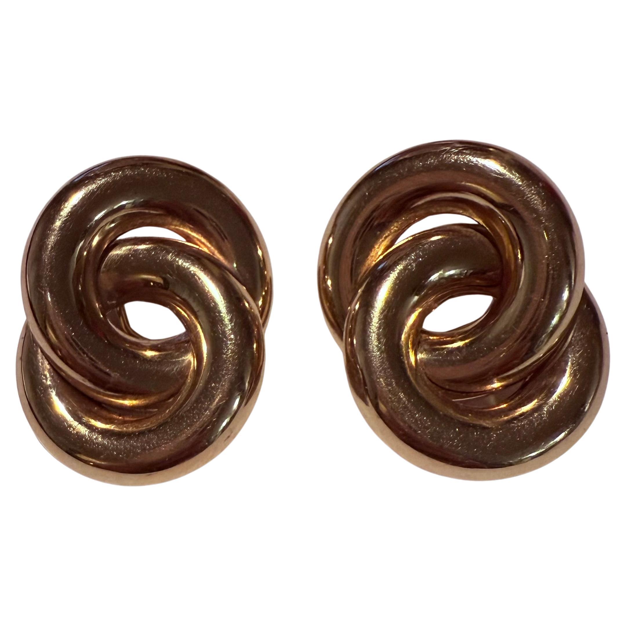 Vintage 14kt Gold Swirl Earrings Made in USA