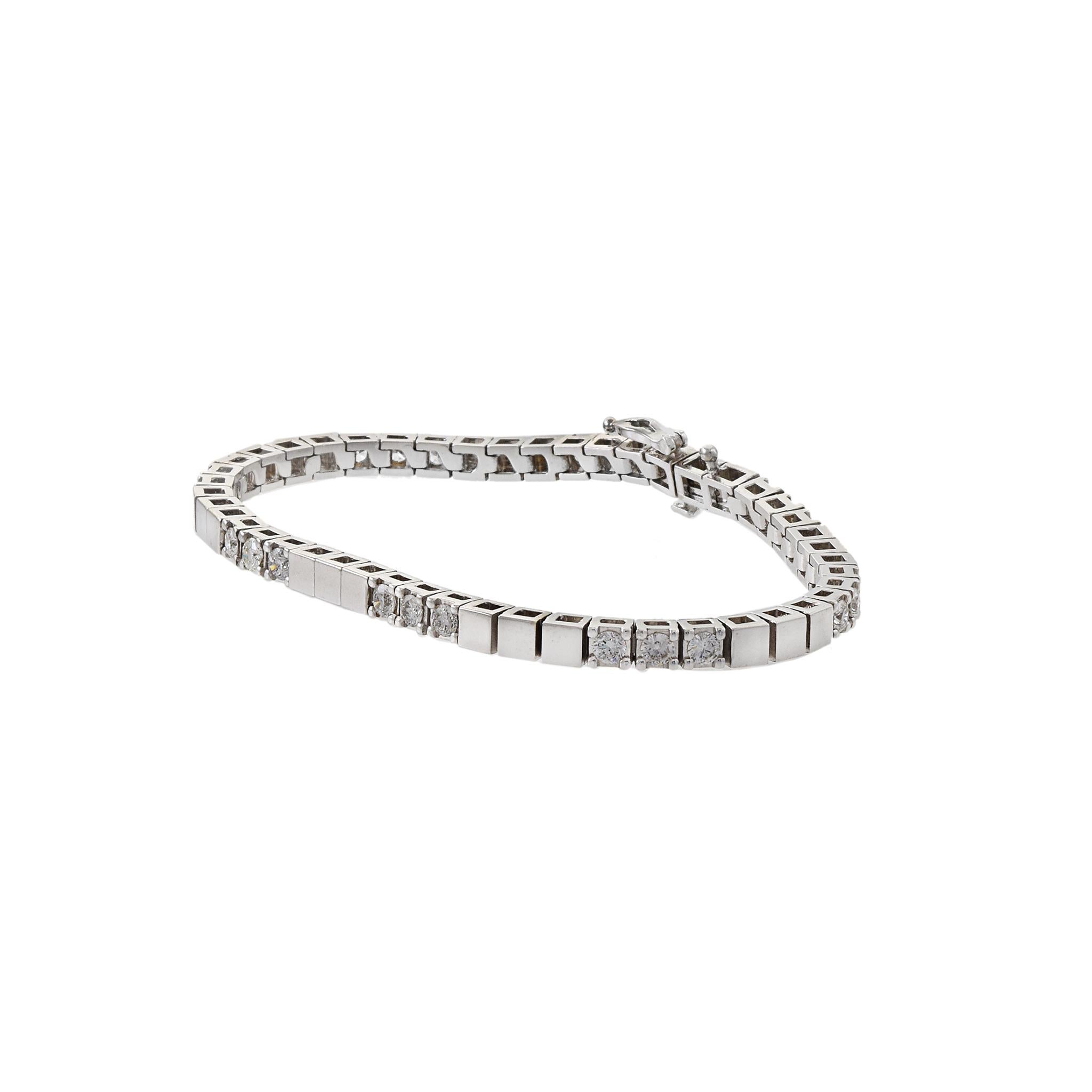 Modern Vintage 14KT White Gold Alternation Diamond Bracelet
