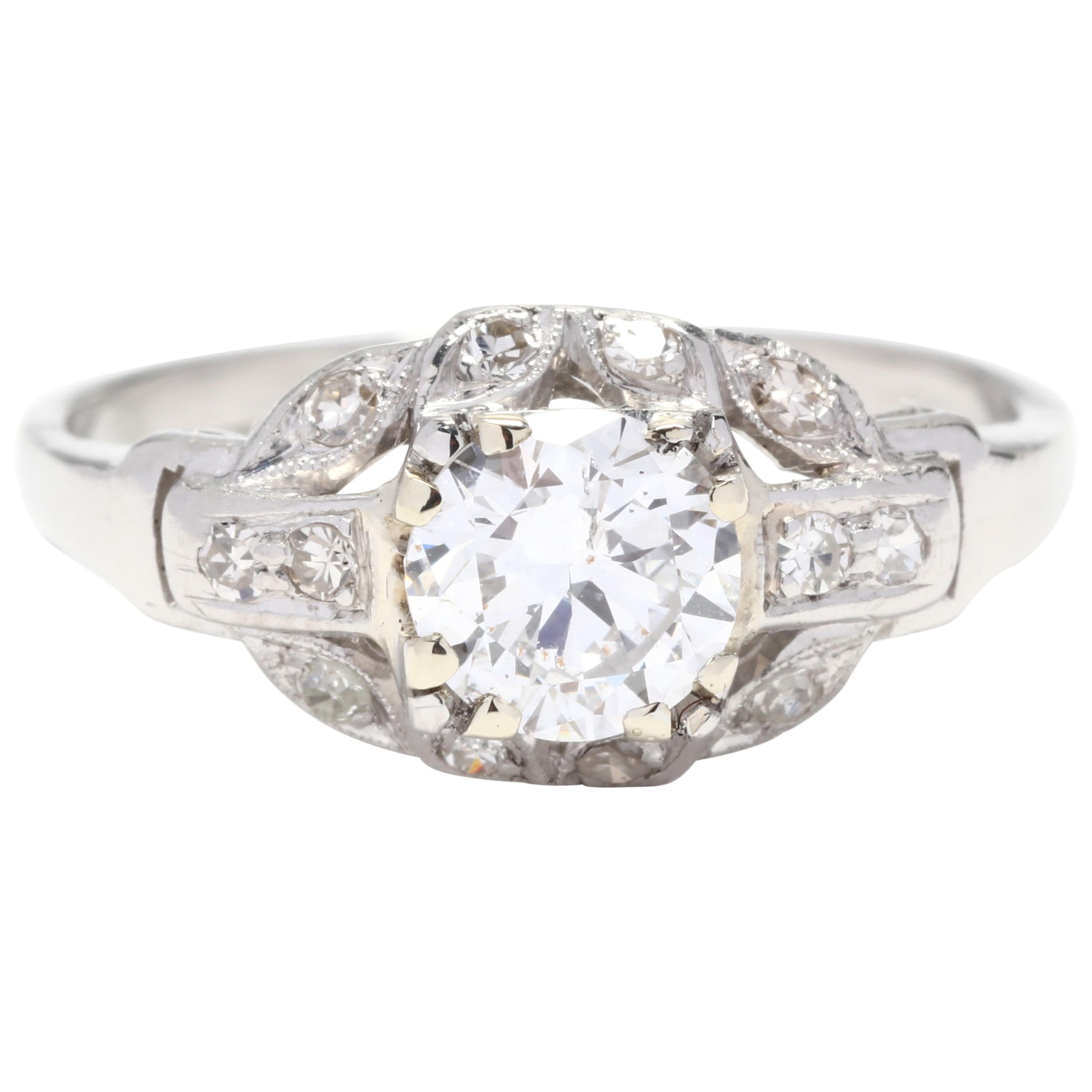 Vintage 14 Karat White Gold and Diamond Engagement Ring