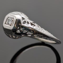 14 Karat Weißgold Diamant-Ring Art Deco