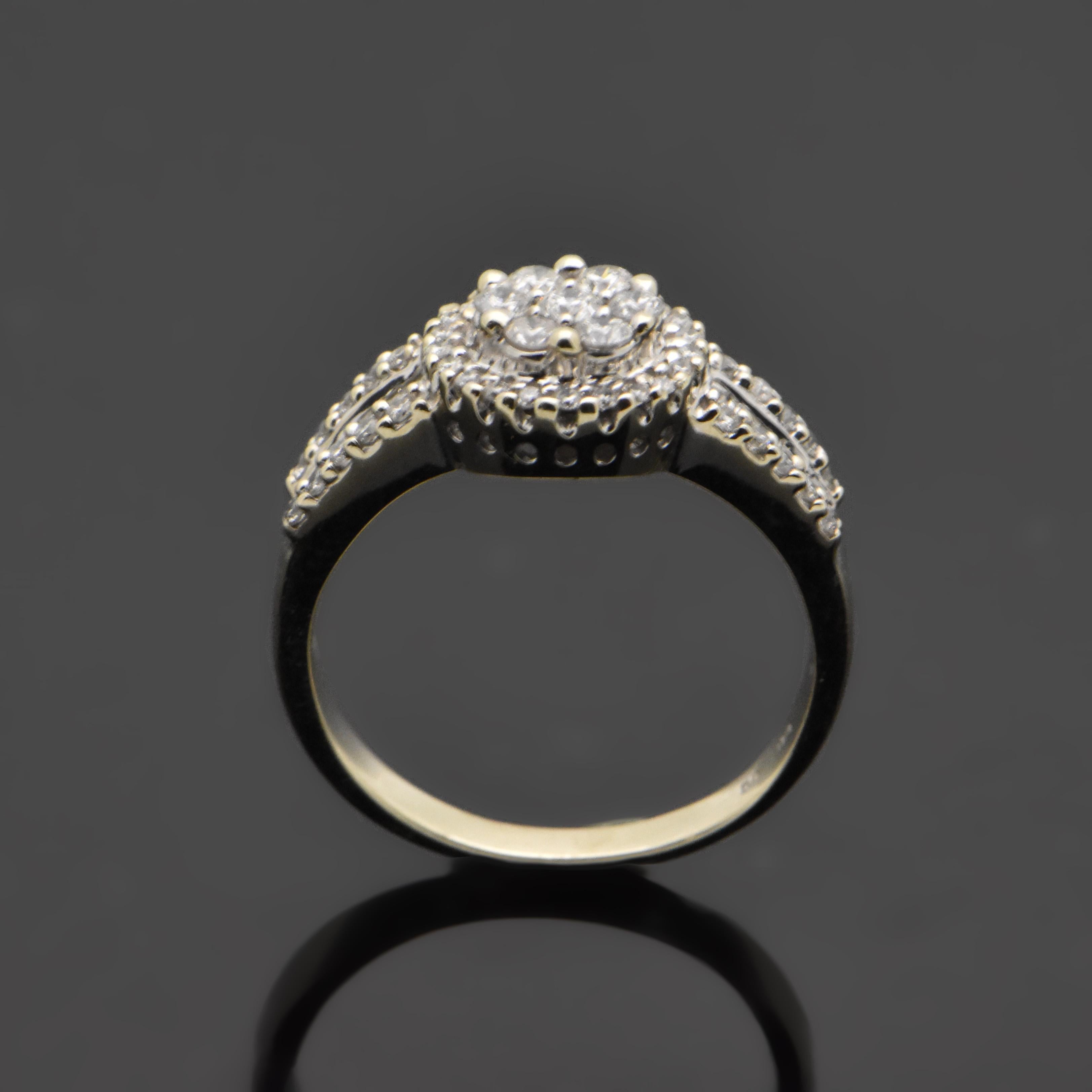 Round Cut Vintage 14 Karat White Gold Diamond Ring For Sale