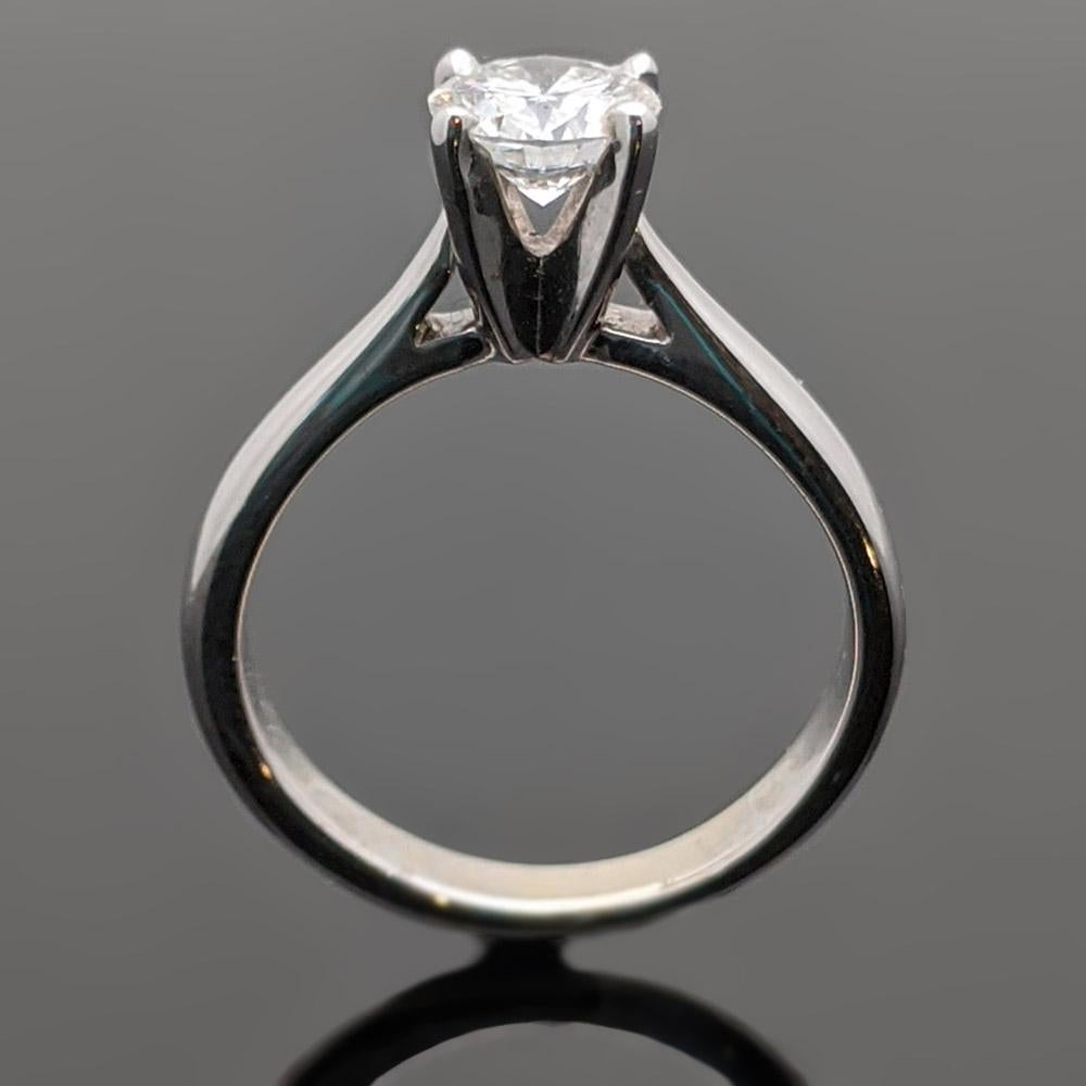 Women's Vintage 14 Karat White Gold Diamond Solitaire Ring For Sale