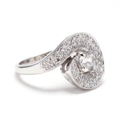Vintage 14 Karat White Gold Diamond Swirl Ring