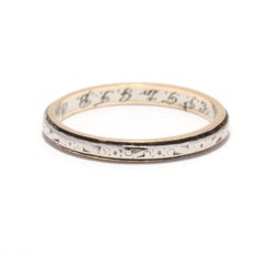 Vintage 14KT White Gold Engraved Wedding Band, Vintage Stackable Band