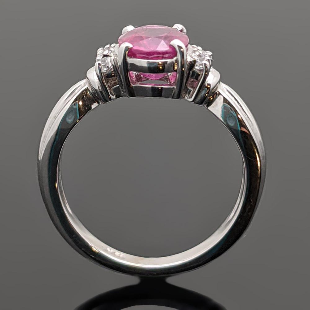 Women's Vintage 14 Karat White Gold Pink Sapphire and Diamonds Ring For Sale