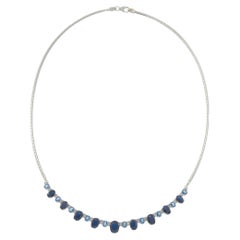 Vintage 14KT White Gold Sapphire and Diamond Necklace