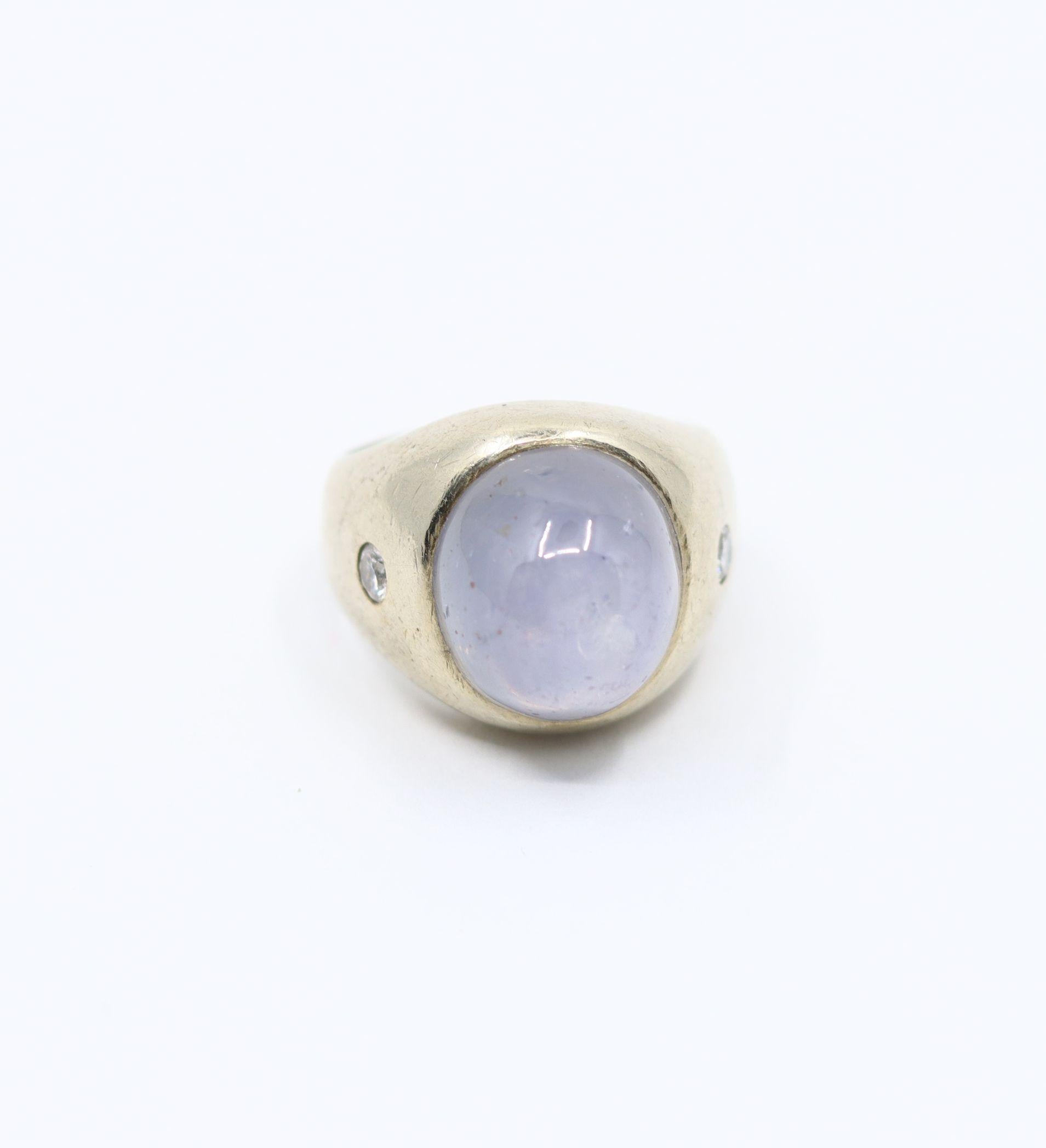 Vintage 14KT White Gold Star Sapphire Diamond Ring For Sale 7