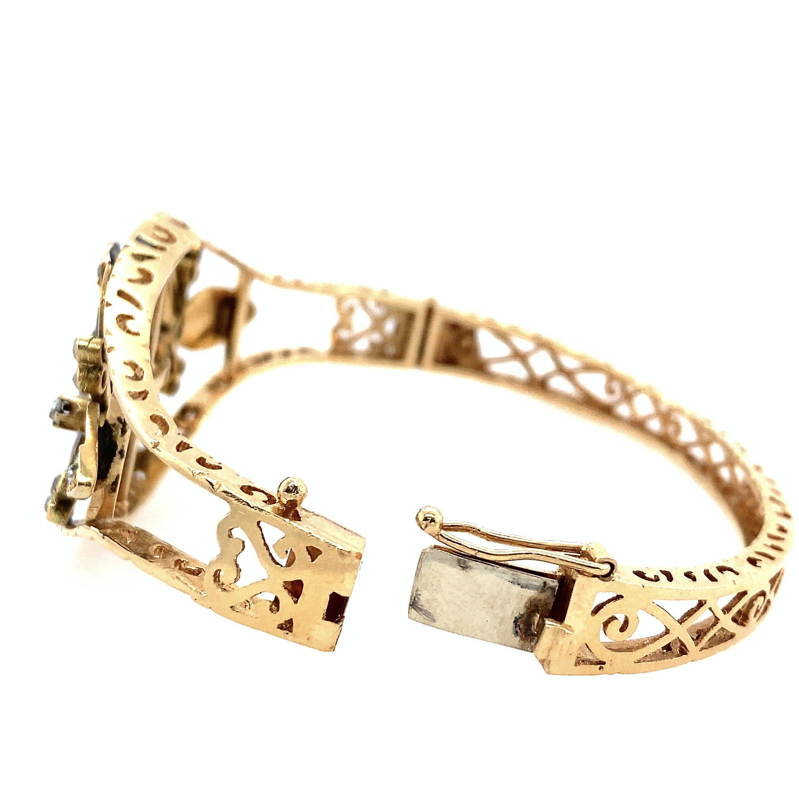 Bracelet Jonc Art Déco Années 1920 - Plaqué Or Guilloché - Bijou Ancien Vintage - Occasion