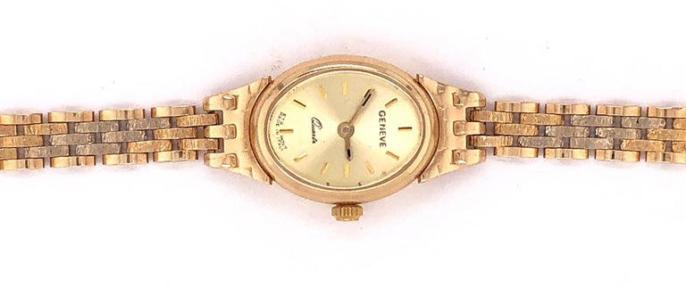 Reloj y correa vintage de oro amarillo de 14 quilates de cuarzo