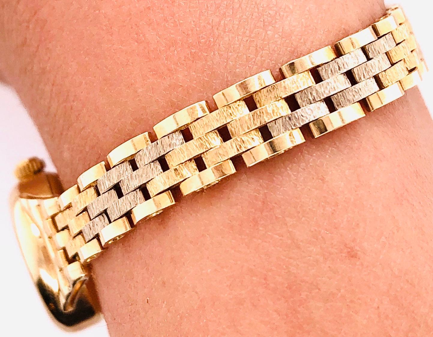 Bracelet et montre vintage en or jaune 14 carats par Geneve Quartz Bon état - En vente à Stamford, CT