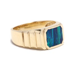 Siegelring aus 14KT Gelbgold mit schwarzem Opal, Herrenring mit Opal