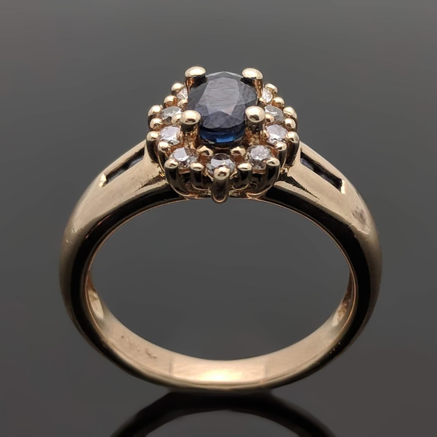 sapphire and diamond ring yellow gold vintage
