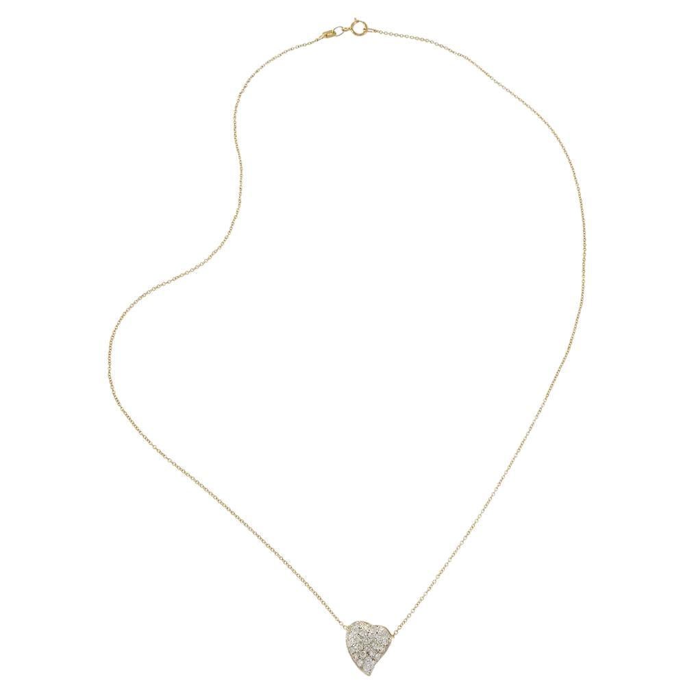 Vintage 14KT Yellow Gold Diamond Heart Necklace (Collier de cœur en or jaune 14KT)