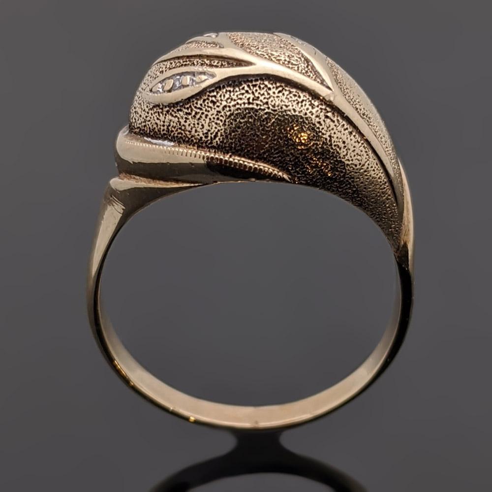 Women's Vintage 14 Karat Yellow Gold Domed Diamond Ring For Sale