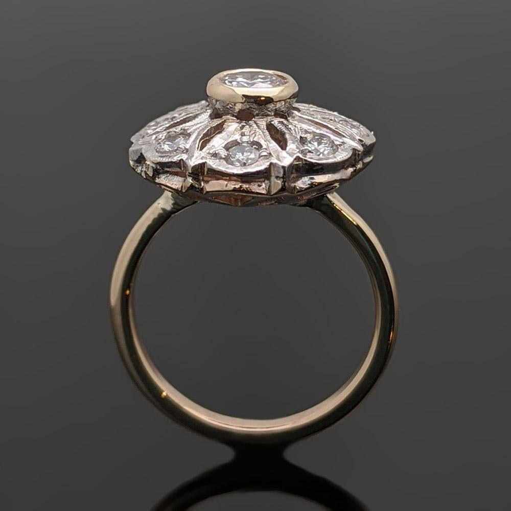 Vintage 14 Karat Yellow Gold Edwardian Diamond Ring In Excellent Condition For Sale In Los Angeles, CA