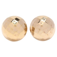 Vintage 14KT Yellow Gold Faceted Dome Stud Earrings