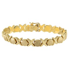 Vintage 14KT Yellow Gold Italian Made XO Link Bracelet