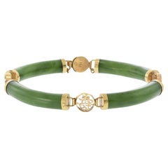 Vintage 14KT Yellow Gold Jade Link Bracelet