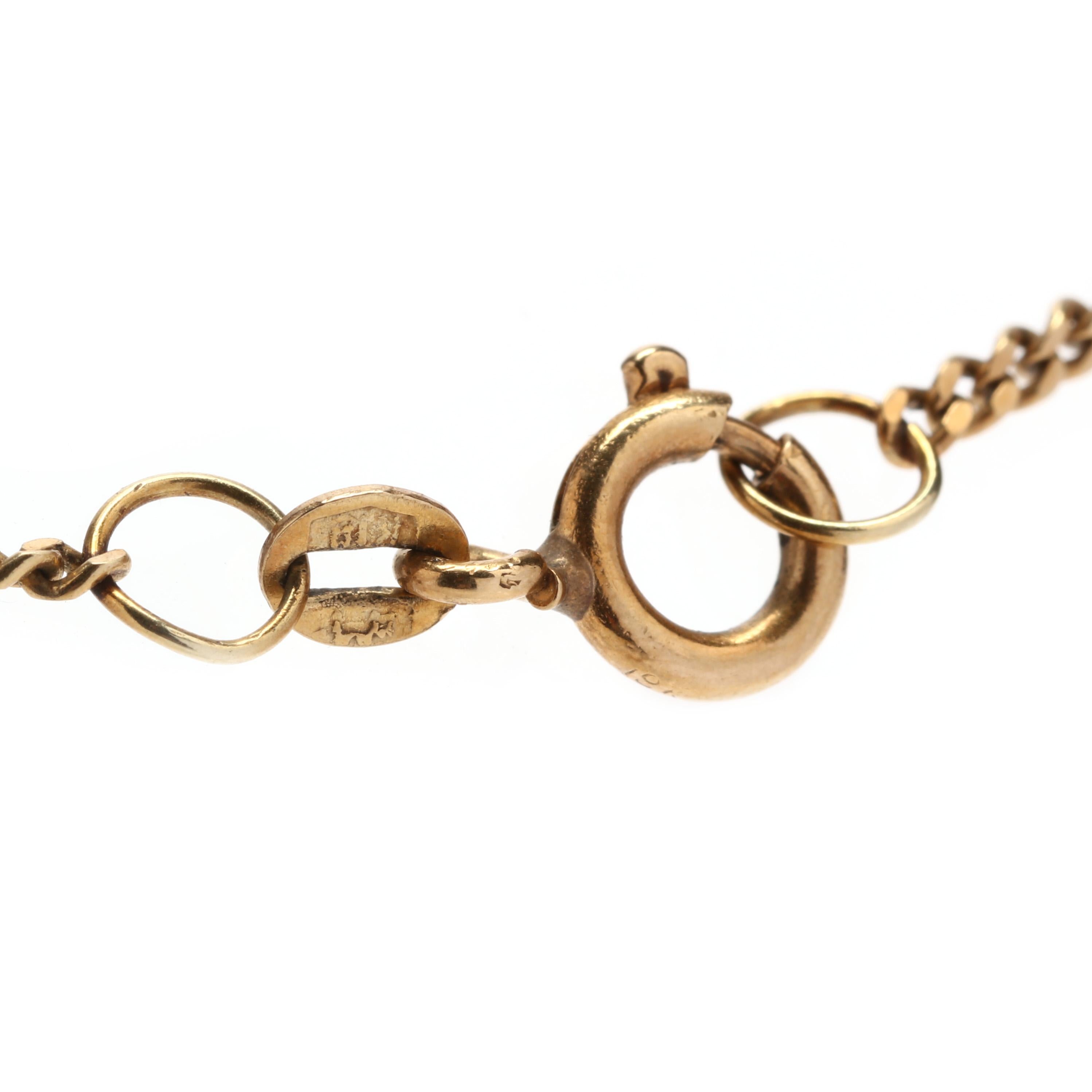 Vintage 14 Karat Yellow Gold Lozenge and Curb Link Chain In Good Condition In McLeansville, NC