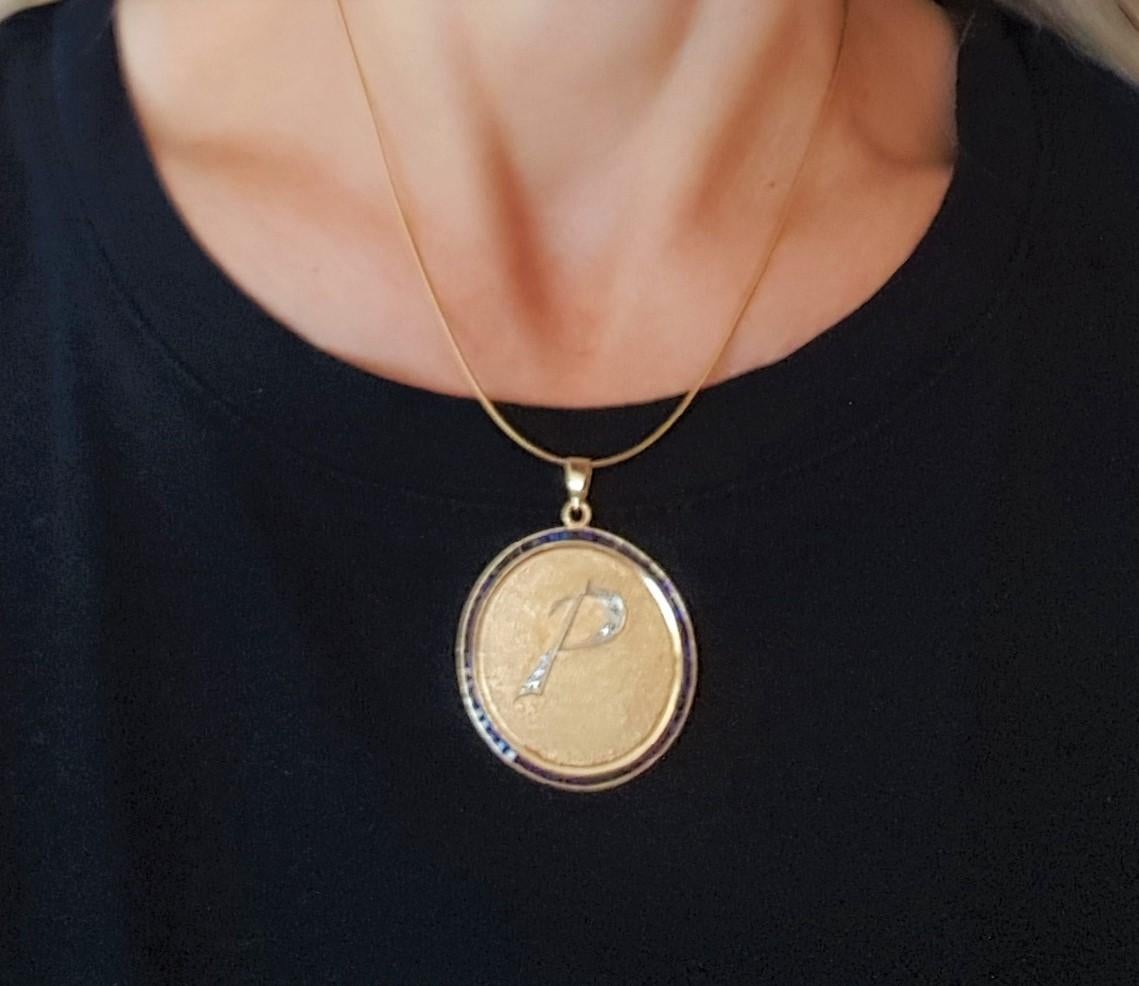 gold medallion necklace initial