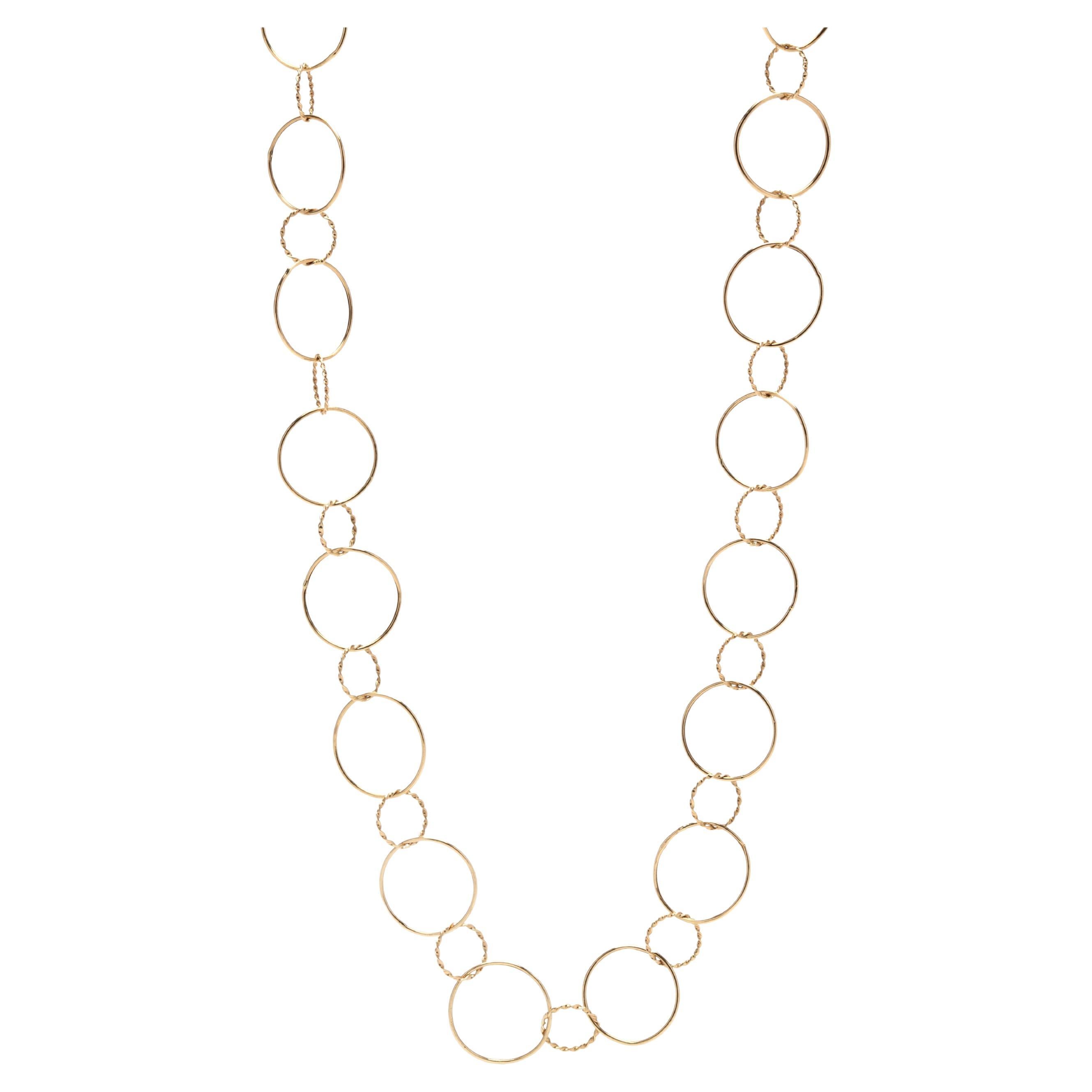 Oval Mirror Chain Necklace, 14KT Yellow Gold, Length For Sale at 1stDibs