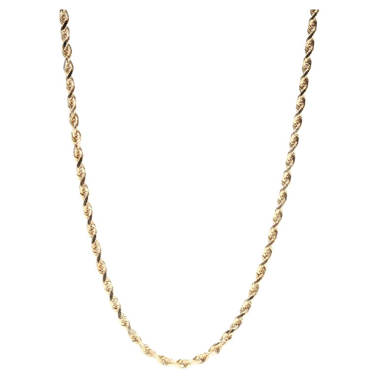 Vintage 14KT Yellow Gold Rope Chain Necklace, Length For Sale at 1stDibs