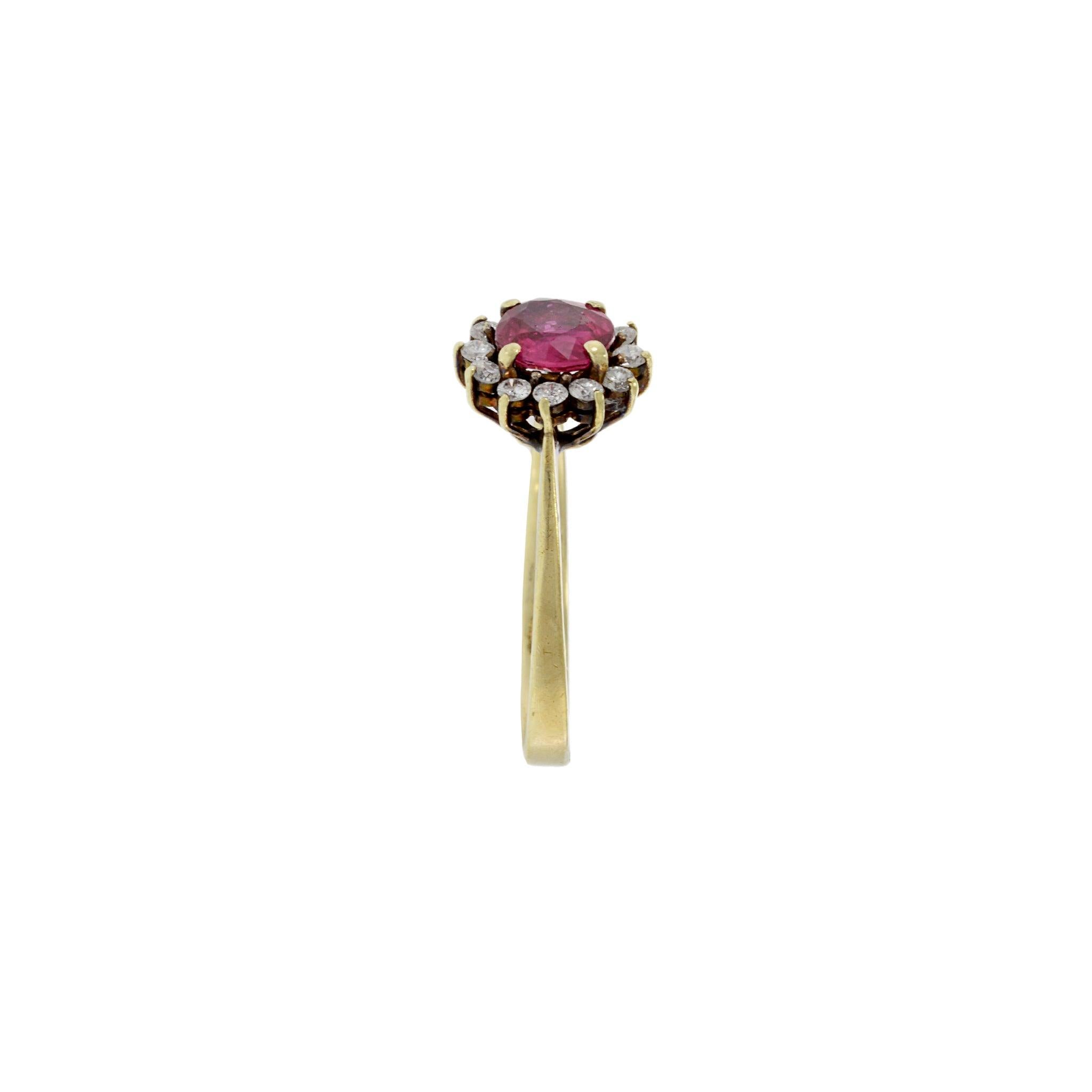 Women's Vintage 14KT Yellow Gold Ruby And Diamond Ring