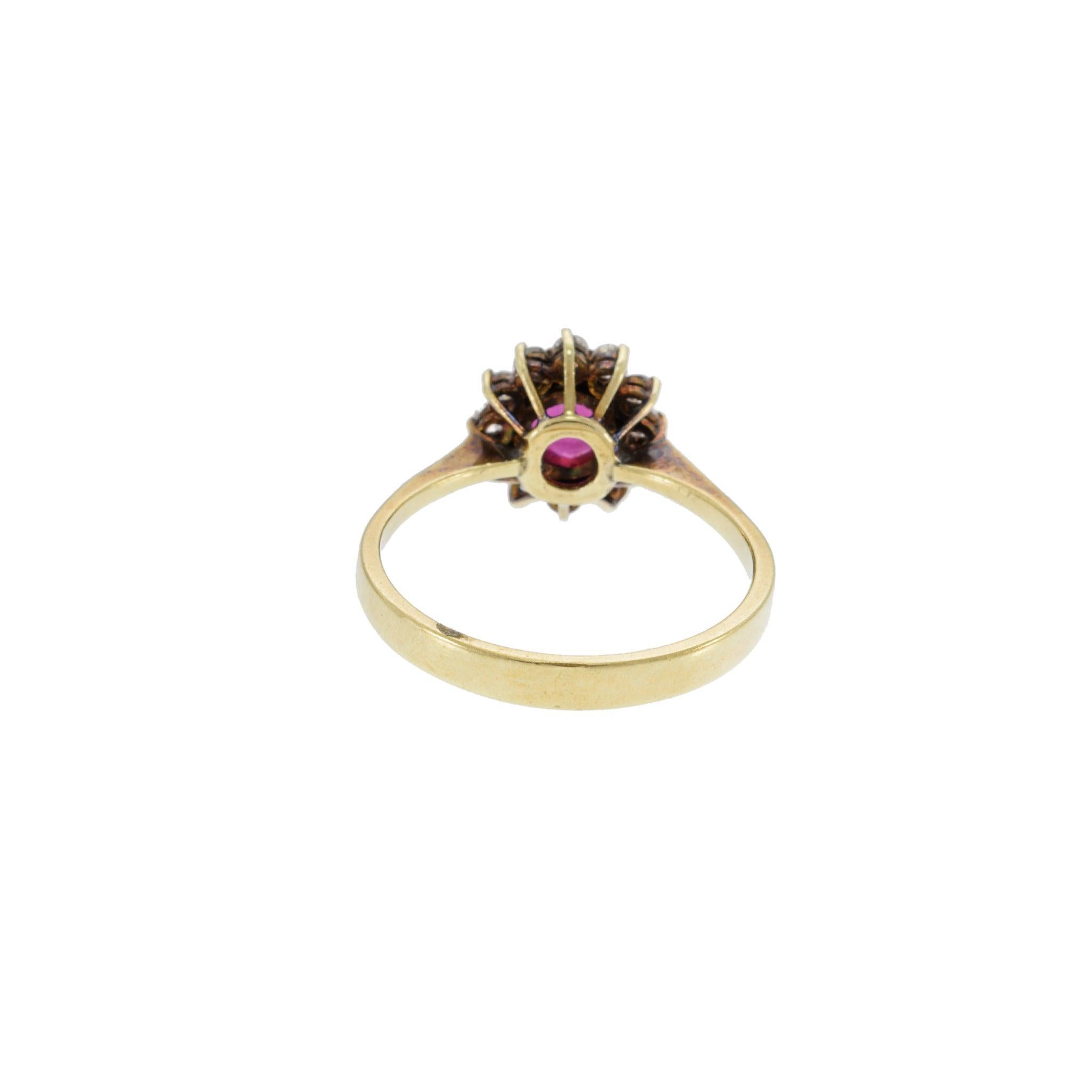 Vintage 14KT Yellow Gold Ruby And Diamond Ring 2