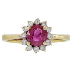 Vintage 14KT Yellow Gold Ruby And Diamond Ring