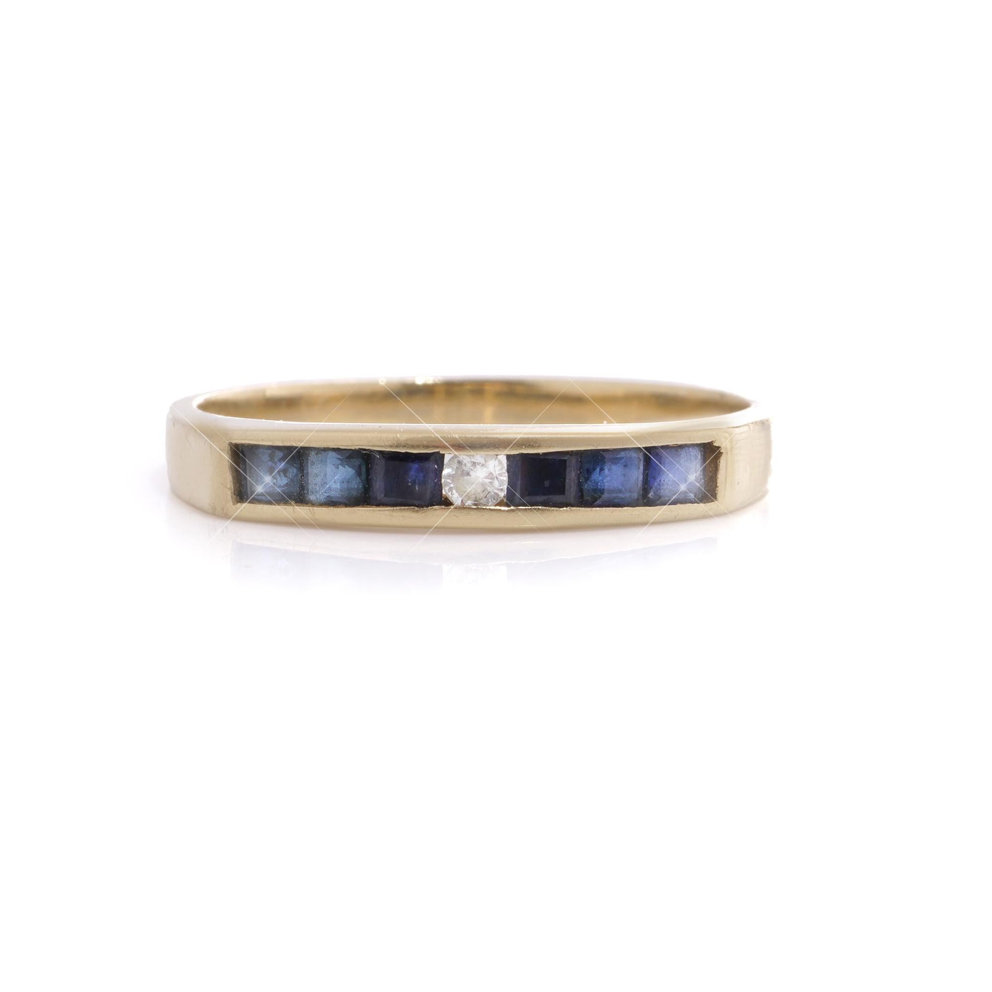 Vintage 14kt yellow gold sapphire and diamond ring For Sale 2