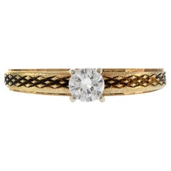 Vintage 14KT Yellow Gold Solitaire Diamond Ring, Engraved Shank