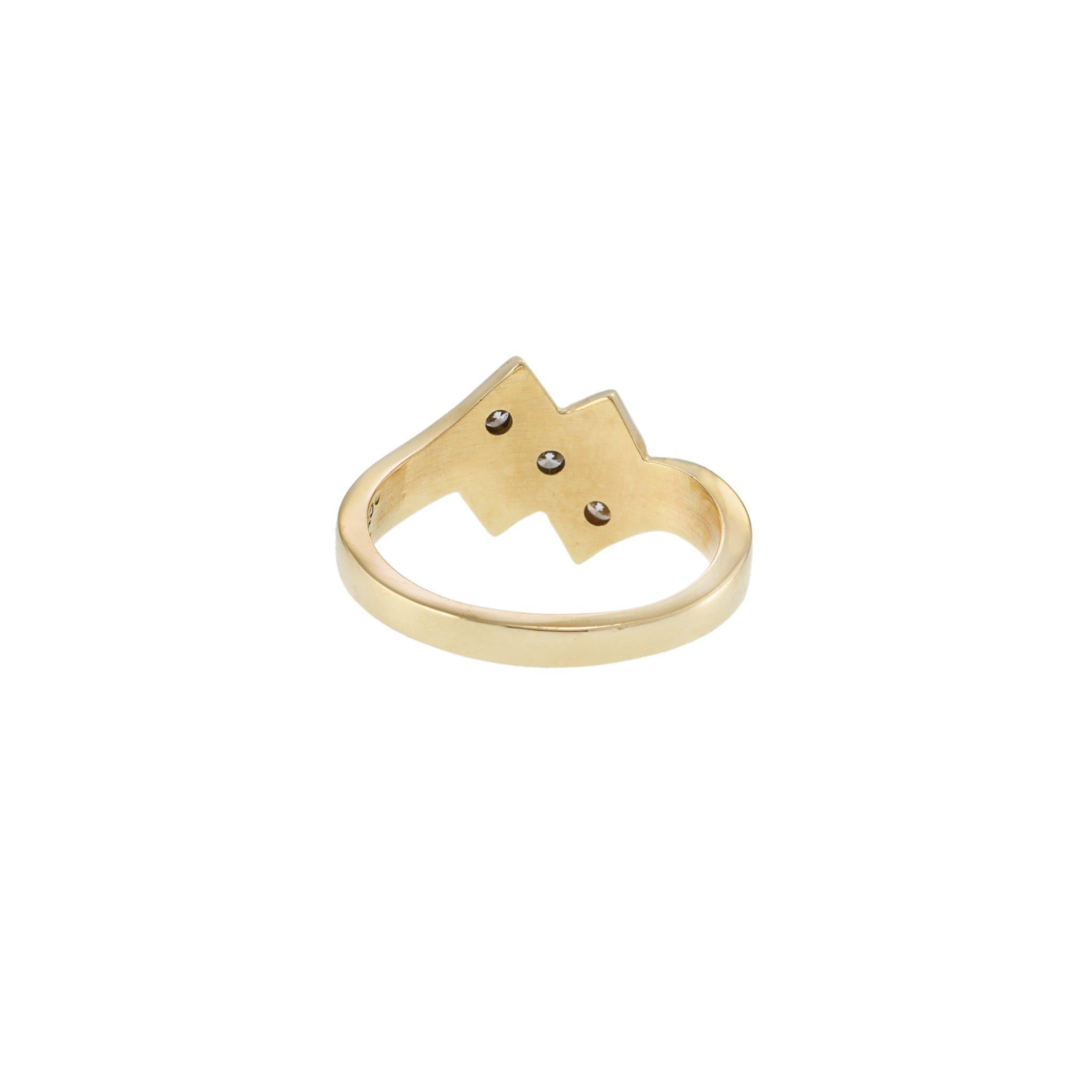 Vintage 14KT Yellow Gold Three-Section Diamond Ring For Sale 1