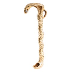 Vintage 14 Karat Yellow Gold Cobra Snake Straw Pendant