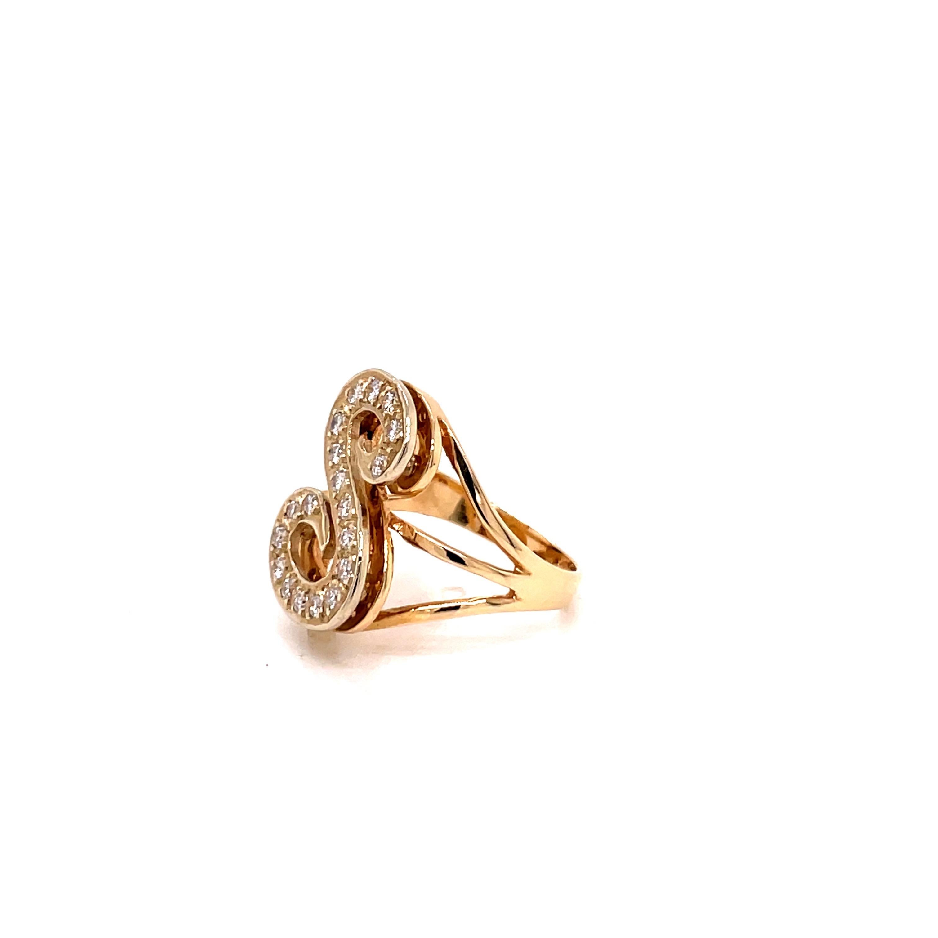Vintage 14KY Diamond Initial ‘S’ Ring 3