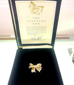 Vintage 14KYG Franklin Mint by Givenchy Diamond Bow 1.35Cts