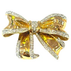 Vintage 14KYG Franklin Mint by Givenchy Diamond Bow 1.35Cts