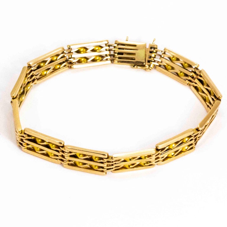 Vintage 15 Carat Gold Gate Bracelet at 1stDibs