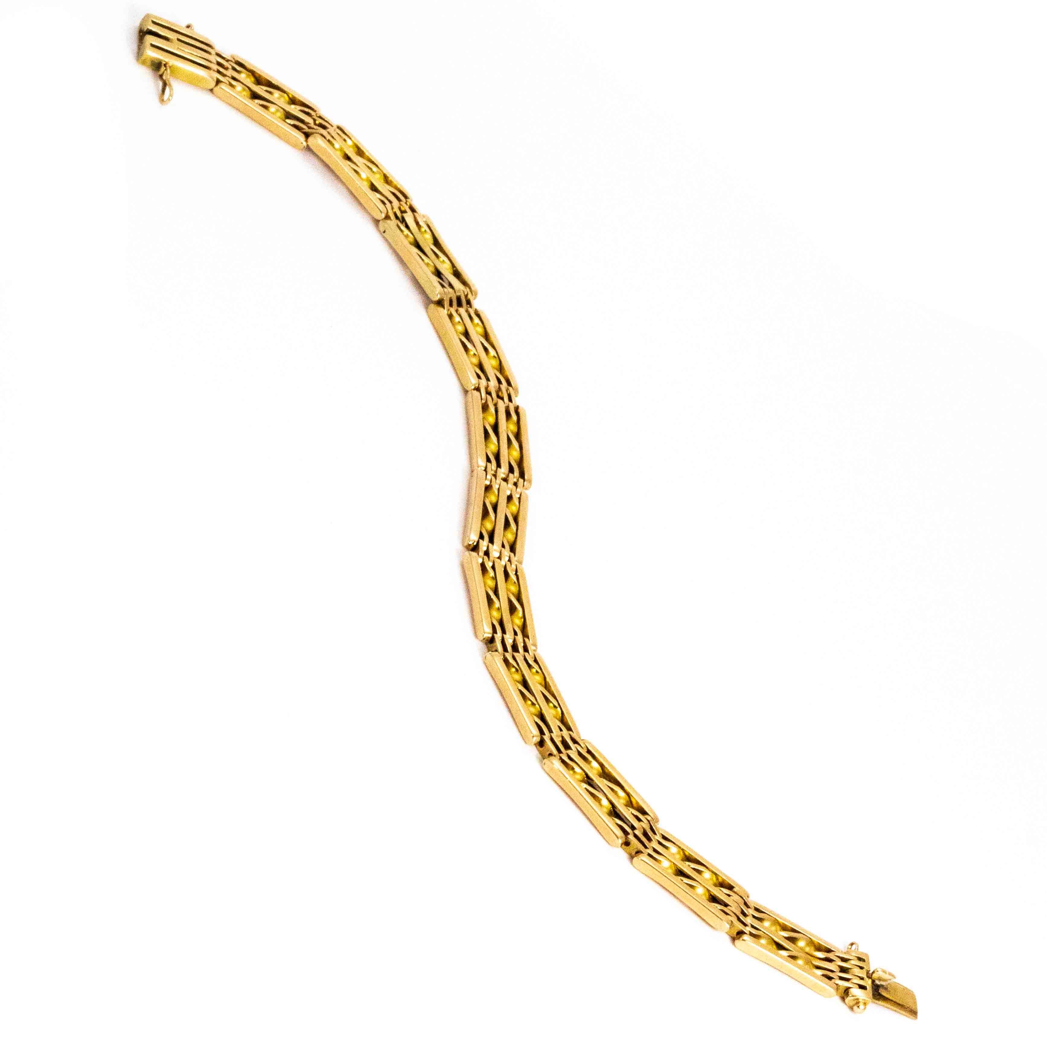 Modern Vintage 15 Carat Gold Gate Bracelet