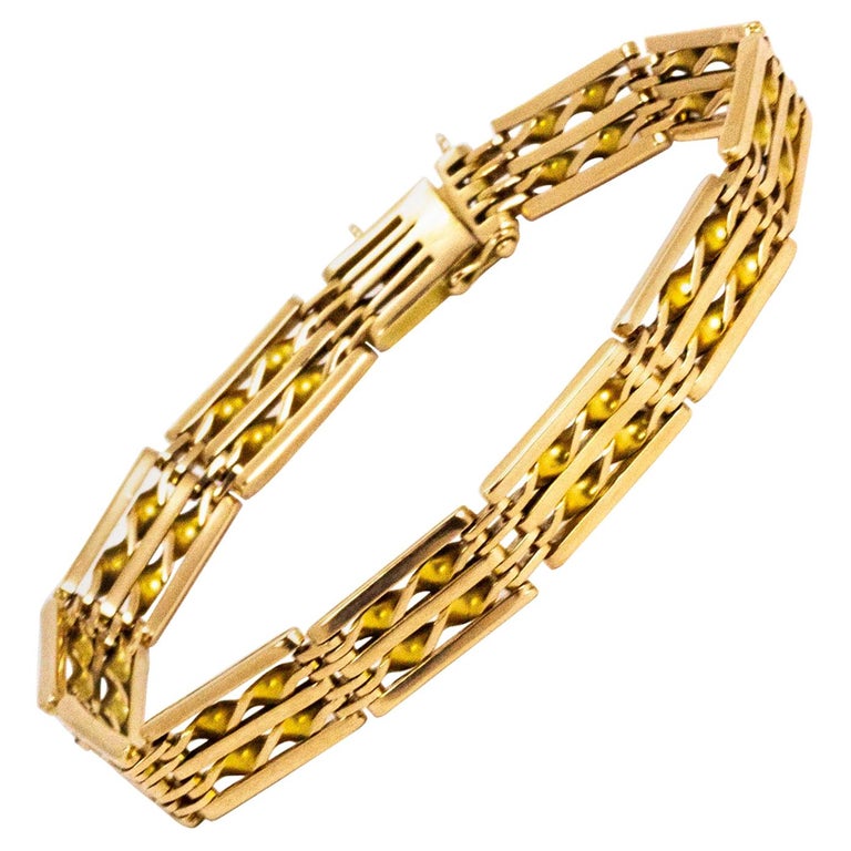 Vintage 15 Carat Gold Gate Bracelet at 1stDibs