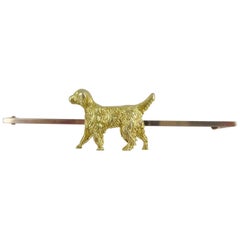 Antique 15 Carat Gold Labrador Brooch, circa 1920s