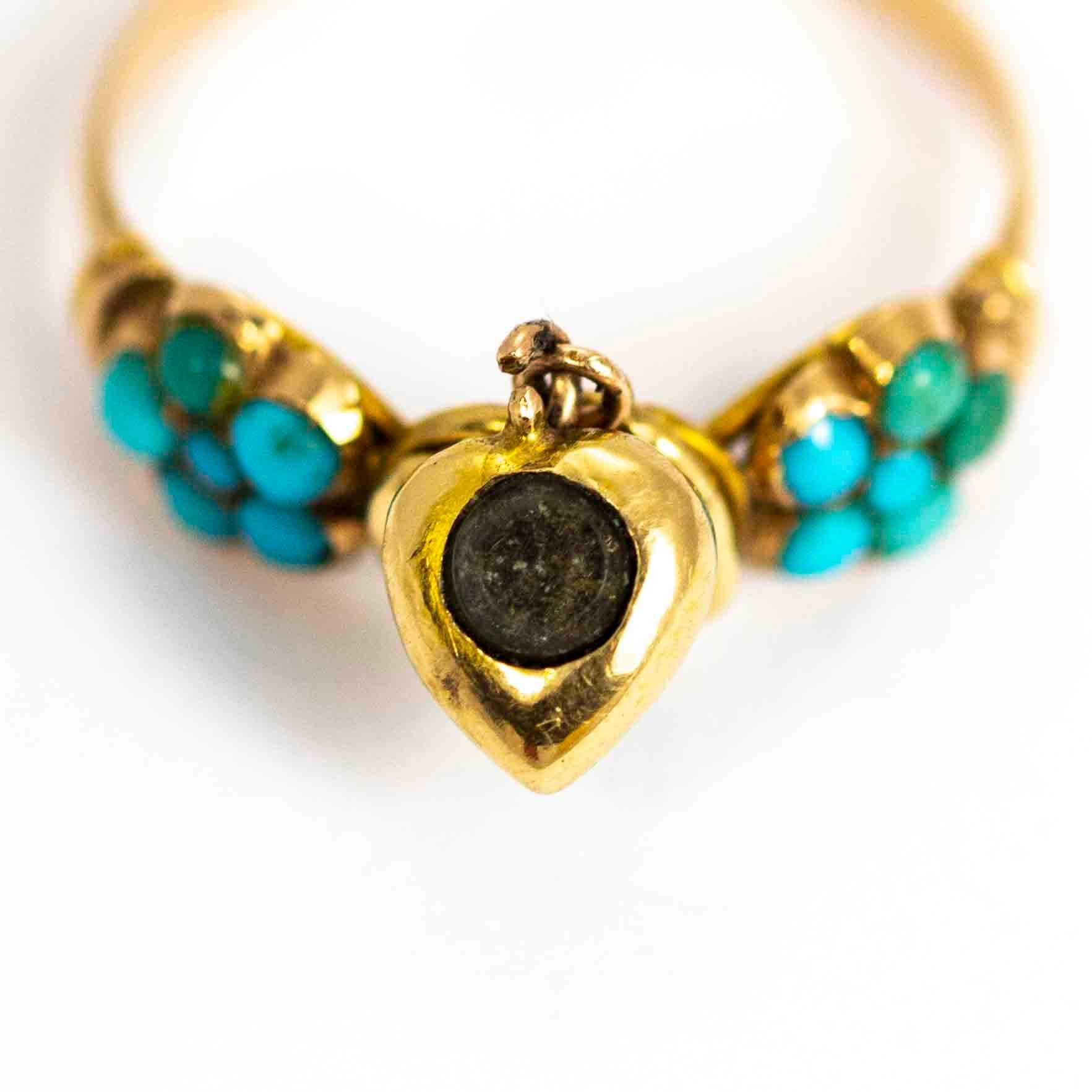Vintage 15 Carat Gold Turquoise Lover's Knot Ring 2